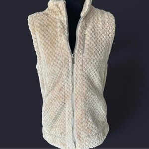 Calvin Klein Sherpa Teddy Fleece Zip Vest Beige Size Small